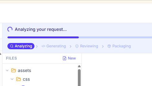 Craftly Live-Analyse — KI-Pipeline mit Fortschrittsanzeige und Dateibaum